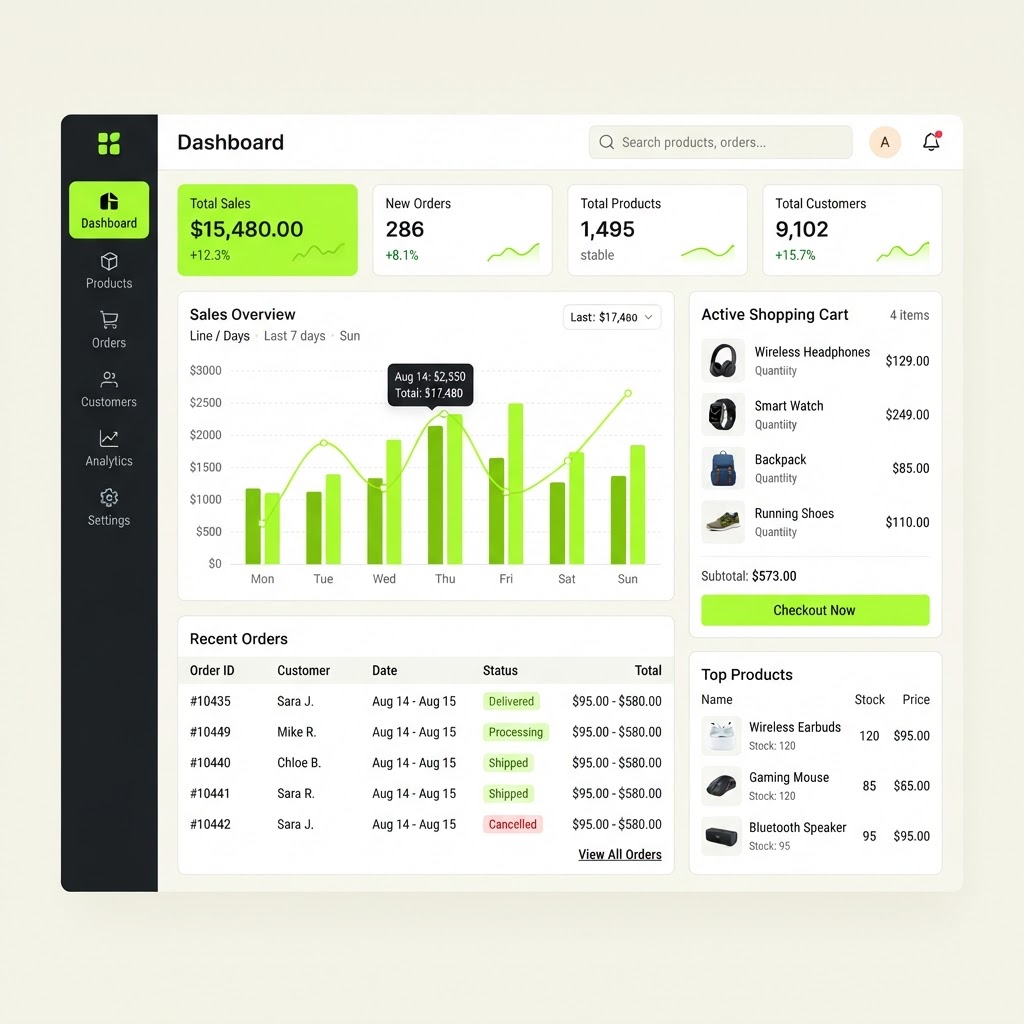 eCommerce Suite dashboard interface