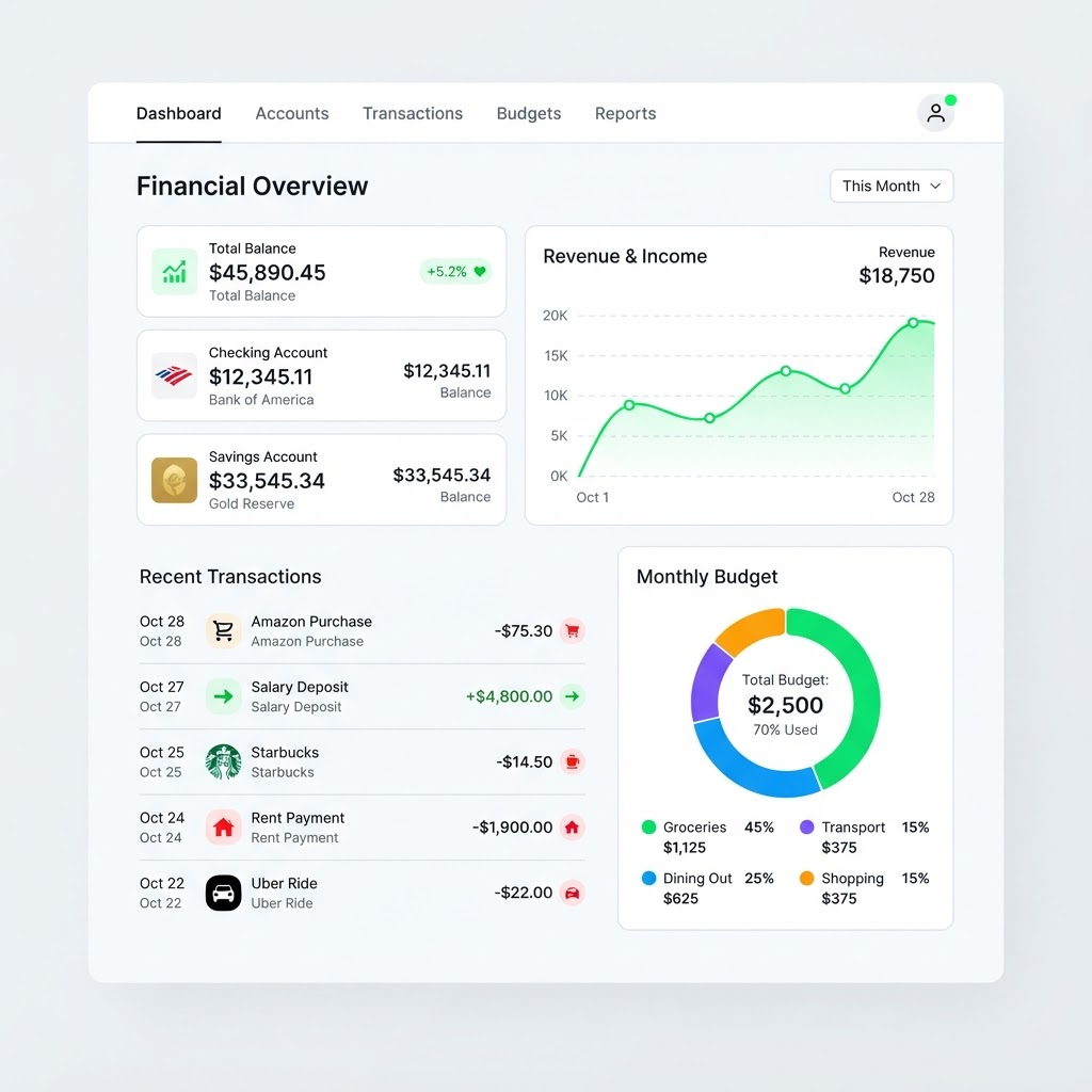 Finance Platform dashboard interface